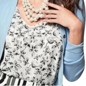 Cabi Floral Terrace Tunic Top M Gray Black Floral Whimsy Fairy Coquette Preppy